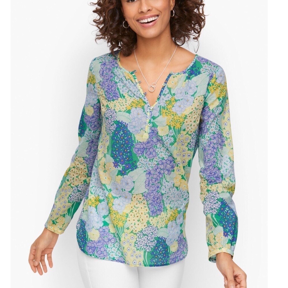Talbots Floral Button Front Blouse XLP  Lightweight‎ Bloomcore Cottage Colorful